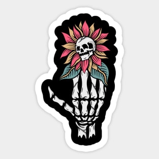Skull and flower Sticker